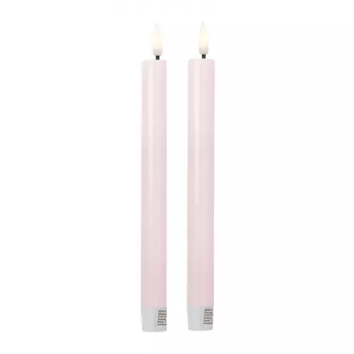 LED dinerkaarsen - roze - set van 2 - ø2.2x24.5 cm