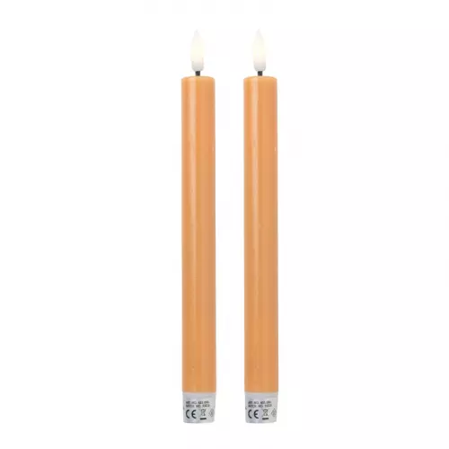 LED dinerkaarsen - taupe - set van 2 - ø2.2x24.5 cm