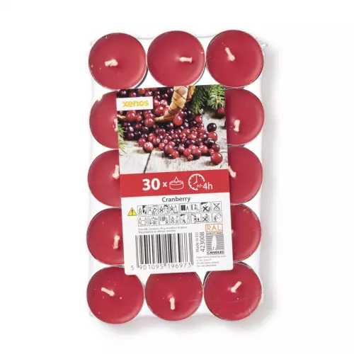 Geurwaxinelichten - cranberry - set van 30