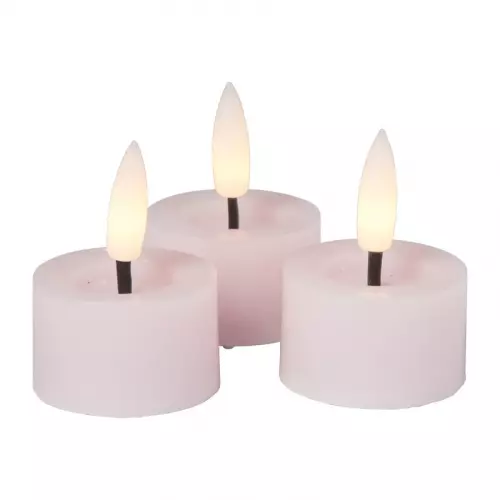 LED waxinelichten - roze - set van 3