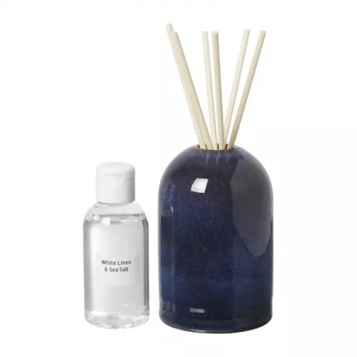 Diffuser white linen & sea salt - blauw - ø7.7x11.8 cm