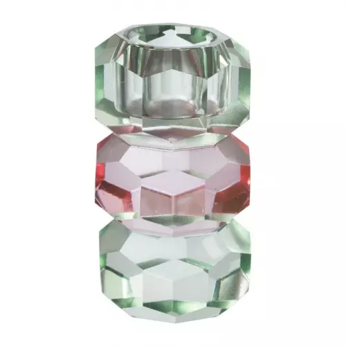 Dinerkaarshouder kristal 3-laags - groen/roze - 4x4x7 cm