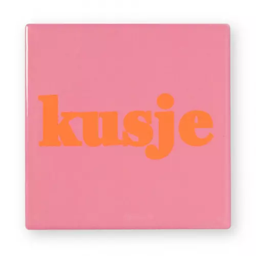 Siertegel Kusje - roze/oranje - 10x10x0.5 cm