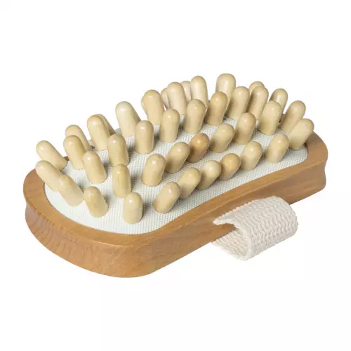 Massage borstel - rubber/hout - 13x7x4 cm