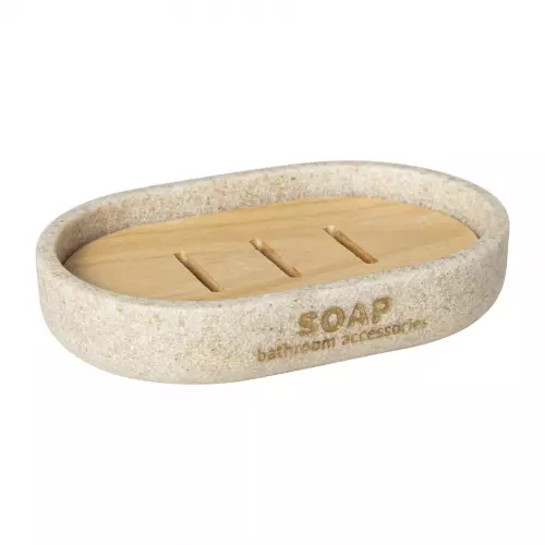 Zeepbakje sand - beige - 12.9x8.4x2.5 cm