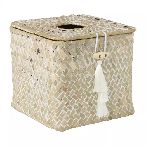 Tissuebox zeegras - naturel - 13x14x14 cm