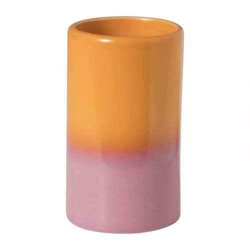 Tandenborstel beker duo - oranje/roze - ø6.5x11.5 cm