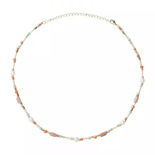 Ketting kralen oranje - multikleur - ø38x8 cm