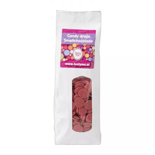 Tasty Me candy drops/smeltchocolade - roze - 330 gram