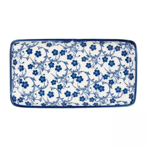 Bord blue print - flowers - 20x11 cm