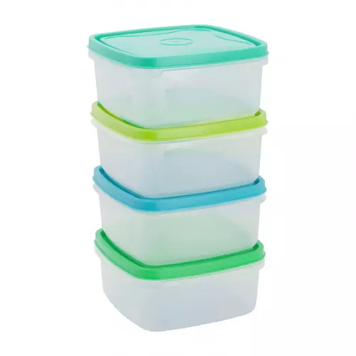 Vershoudbakjes van plastic - 1 liter - set van 4