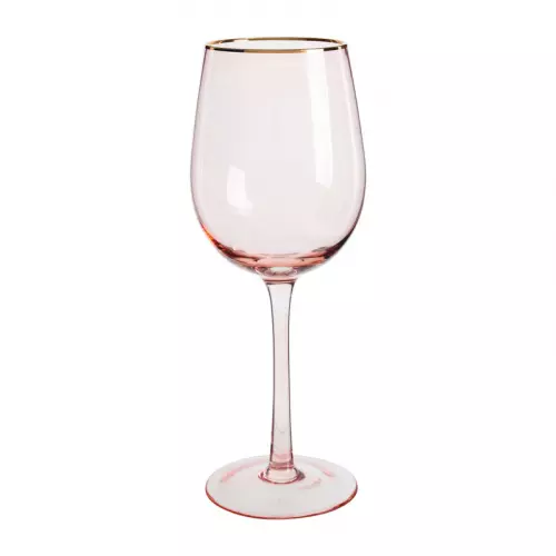 Wijnglas gouden rand - roze - 380 ml