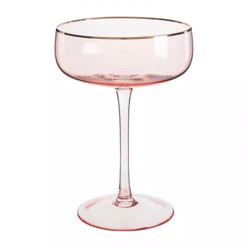 Champagnecoupe gouden rand - roze - 220 ml