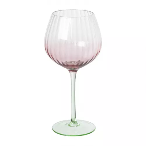 Wijnglas bol - roze/groen - 375 ml