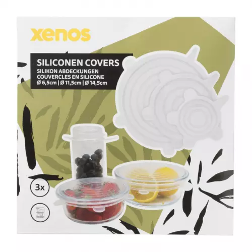 Siliconen food covers - transparant - set van 3