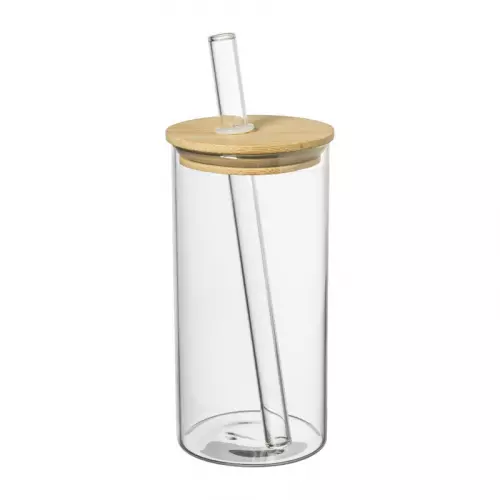 Bubble tea/ijskoffie cup - glas/bamboe - 600 ml