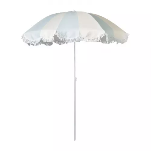 Parasol gestreept - lichtblauw/wit - ø160x180 cm