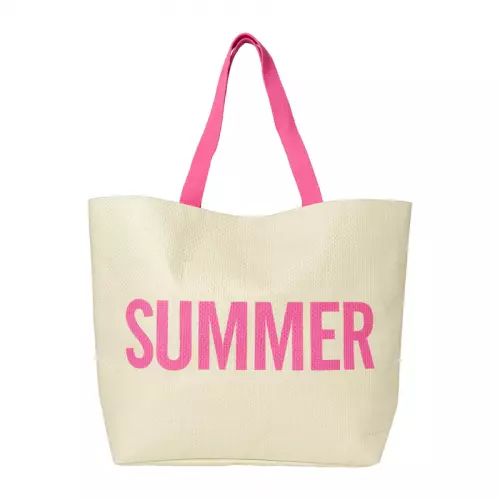 Strandtas Wilma Summer - beige/roze - 53x15x38 cm