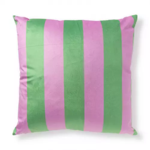 Kussen streep - groen/roze - 45x45 cm