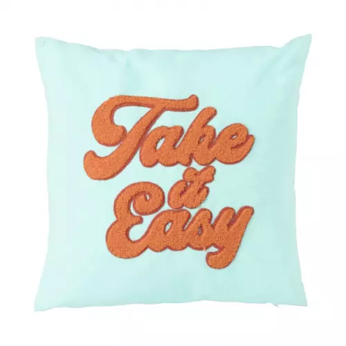 Kussen take it easy - blauw - 45x45 cm