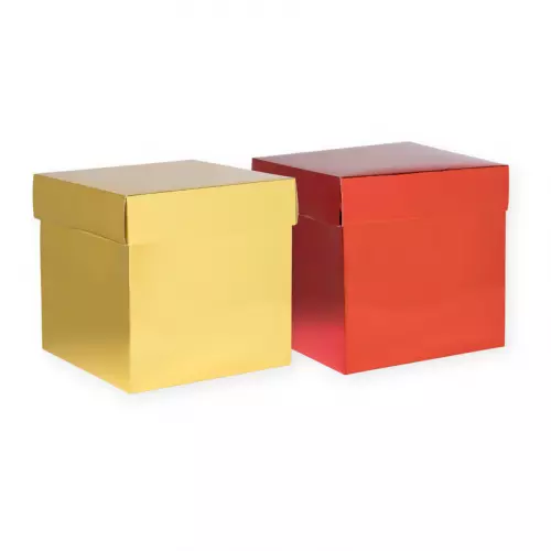 Opvouwbare cadeaudoosjes - rood/goud - set van 2