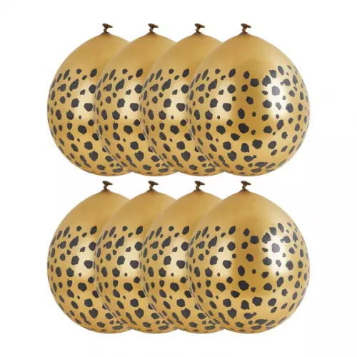 Ballonnen leopard - goud - set van 8