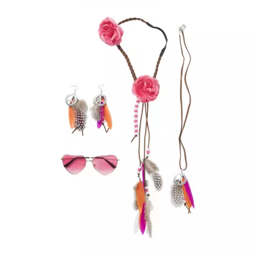 Feestset hippie met accessoires - set van 4