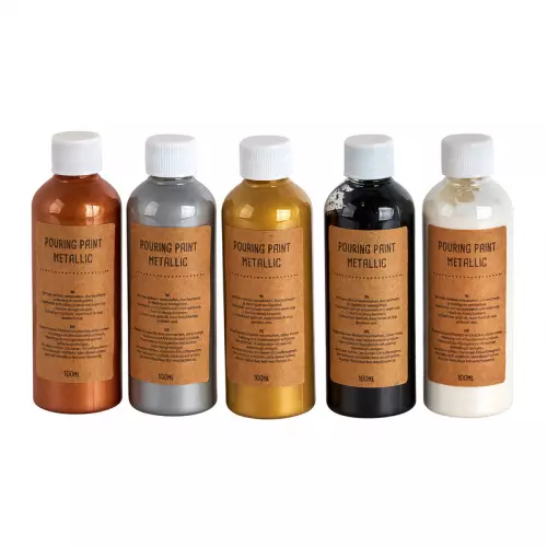 Paint pouring metallic - set van 5 - 100 ml