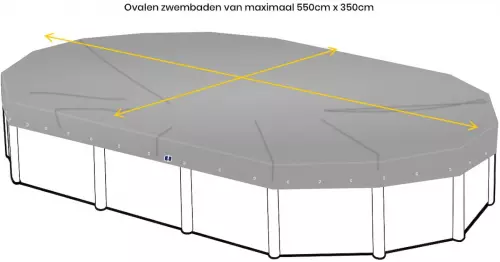 Afdekzeil voor ovaal zwembad 550 x 350cm (zeilmaat 610 x 410)