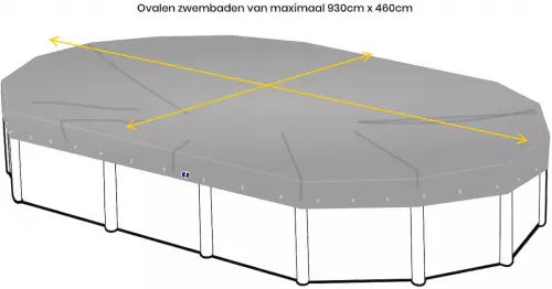 Afdekzeil voor ovaal zwembad 930 x 460cm (zeilmaat 990 x 520)